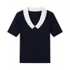 Camiseta de Punto Fresco de Manga Corta para Mujer con Cuello de Muñeca, Estilo Nuevo de Verano 2026 de Lana Lyocell, Top Adelgazante y Versátil