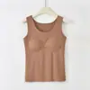 Ropa interior térmica de otoño e invierno, cepillada, sujetador de una copa sin aros, escote en V profundo, sexy, para usar debajo, alta elasticidad, talla grande, chaleco, para usar debajo