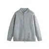Cárdigan de Punto con Cuello Mao de Doble Cremallera Simple para Viaje Diario para Hombres y Mujeres Otoño Invierno Casual Versátil Holgado Ropa Exterior para Viaje Diario