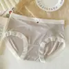 Braguitas de Triángulo para Niña de Algodón Puro Sin Costuras, Antibacterianas, Borde de Encaje Simple, Transpirables, Cintura Media, Lazo Dulce