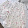 Pijamas de manga larga de primavera y otoño para mujer, de algodón con nubes y tela arrugada, estilo princesa dulce, estilo japonés, ropa fresca para el hogar.