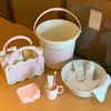 Set de tocador rosa para niñas, cubo para dormitorio de estudiantes, lavabo, cesta de baño, artículos de tocador, cubo de plástico grueso y resistente