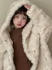 Casaco de Pele Sintética com Capuz para Meninas Outono/Inverno 2026, Top Peludo Longo, Tamanho Médio a Grande, Roupa Infantil de Pelúcia Grossa, Aconchegante