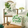 Estilo Caliente Transfronterizo St. Funda de almohada para el Día de San Patricio Trébol verde Funda de almohada decorativa para cojín de cintura de sala de estar