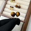 Pendientes Maillard de piedra de ojo de tigre natural para mujer, ligeros, de lujo, con diseño de nicho, de alta gama, estilo retro, de plata de ley 925.
