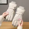 Guantes de esquí transfronterizos para mujer, compatibles con pantalla táctil, para ciclismo al aire libre, a prueba de viento, impermeables, antideslizantes, con forro de polar, guantes cálidos para protección contra el frío