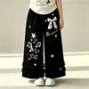 Conjunto de Duas Peças para Meninas - Estilo Casual de Verão - Blusa Top com Estampa de Desenho Animado de Manga Curta e Calça de Renda - Simples e Fashion