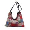 Bolsa de Lona de Veludo Cotelê Floral Retrô, Bolsa de Ombro Transversal Leve de Grande Capacidade, Bolsa Tote Dupla Face com Costura em Cores Contrastantes