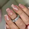 Comércio Exterior Linha Prata Glitter Estilo Menina Doce Unhas Postiças French Peças de Nail Art Unhas Postiças French Produto Acabado Atacado
