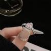 Serie de Zirconia Rosa Anillo Abierto Cruz Francés de Alta Gama Lujo Ligero Diseño de Nicho Estilo Dulce Fresco Anillo para el Dedo Moda para Mujer