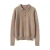 Elegante y Versátil Suéter de Cachemira para Mujer, Otoño e Invierno 2025, Suéter de Punto con Cuello Polo, Camisa Base, Suéter Ajustado