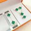 Joyería de Trébol de Cuatro Hojas Estilo Coreano Juego de Cuatro Piezas, Moderno Collar de Trébol de la Suerte, Pendientes, Conjunto de Joyería de Pulsera, Accesorios Populares