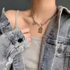 Celebridad de Internet Europea y Americana Collar con Letra de Acero Inoxidable Personalidad Hip-Hop Cadena para Clavícula Colgante Minimalista Cadena para Suéter Pareja Hombres y Mujeres