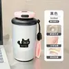 Taza isotérmica de doble boca con estampado de gatito y pez, suave y linda, transfronteriza, con cordón, adecuada para estudiantes, para ir al trabajo y para el coche, portátil y fácil de llevar