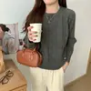 Suéter de Punto Trenzado con Cuello Redondo Estilo Coreano Otoño e Invierno 2026 Nuevo Estilo Perezoso para Mujer, Capa Base de Moda