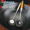 Escova de Limpeza para Panelas com Cabo de Madeira em Aço Inoxidável, Modelo Novo para Uso Doméstico, Escova de Limpeza de Cozinha com Cabo Longo, Escova de Palha de Aço para Panelas, Limpeza de Cantina, Utensílios de Cozinha