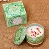 Vela perfumada de porcelana azul y blanca en lata estilo étnico con flores secas, fragancia de cera de soja para el hogar y el dormitorio, adecuada como regalo