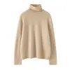 Nova camisa básica de gola alta para outono e inverno, suéter 100% cashmere puro para mulheres, suéter de tricô quente de cor sólida com mangas compridas