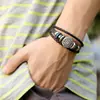 Pulsera de Cuero de Vaca con Hebilla Caliente Redonda Hueca de Flor Transfronteriza AliExpress Joyería Versátil Pulsera de Cuero Punk para Hombre
