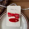 Nuevo Estilo Coreano Tela Lazo Rojo Pasador de Pelo Hecho a Mano Niños Clip Lateral para Flequillo Accesorios para el Cabello de Año Nuevo