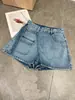 Top Estilo Verão Fabricado na Europa Linhas Treze de Guangzhou Estilo Coreano Vintage Shorts de Trabalho Wrap-Around com Shorts Jeans Patchwork 82586