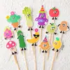 Estilo INS Coreano Lindo Decoración de Pastel Oso de Dibujos Animados Tarjeta de Feliz Cumpleaños Flor Sonriente Enchufe Vestir