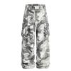 Calça Cargo Camuflada Estilo Retrô Americano para Homens e Mulheres, Estilo High Street com Múltiplos Bolsos, Calça Reta Casual Elegante de Perna Larga