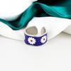 Anillo de margarita francesa estilo europeo y americano para mujer, con esmalte azul retro, estilo nicho, sencillo, con diseño de comida, a la moda, venta al por mayor