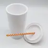 Taza de fruta de plástico de doble capa creativa, simple, portátil, taza de agua para adultos, taza de café para hombre y mujer con tapa, venta al por mayor