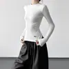 Camiseta Base de Color Sólido Estilo Nuevo Otoño e Invierno 2025 para Mujer, Camiseta de Manga Larga Ajustada Regular de Hombro Delgado