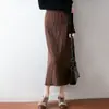 Nova Saia de Malha 100% Lã Outono/Inverno 2026 com Padrão de Diamante, Cintura Elástica, Estilo Suave, Saia Midi Evasê