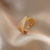 Celebridad de Internet Elegante Estilo Japonés y Coreano Súper Flash Circonita Cruz Anillo Abierto para Mujer Circonita Microincrustada Anillo de Dedo Índice de Lujo Ligero de Alta Gama