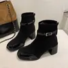 Estilo japonés y coreano ~ Botines ajustados nuevos para mujer 2026 con tacón grueso, zapatos de tacón alto de otoño e invierno para madres, botines Martin de otoño para mujer