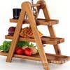 Estante de Almacenamiento Plegable de Tres Niveles para Picnic, Pastel, Comida, Dulces, Fiesta de Té, Estante de Almacenamiento, Mesa de Hotel, Bandeja de Madera