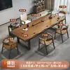 Mesa de chá de madeira maciça estilo Sili mesa de chá para reunião de escritório mesa de chá de placa grande conjunto de mesa de chá de tronco de madeira para casa com cadeiras