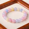 Pulseira de Morganita Cor de Sorvete de Cristal Natural, Contas Soltas de Morganita Colorida Natural, Pulseira de Contas Redondas de Círculo Único Atacado