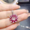 Venta al por mayor de fábrica Popular Colgante de Rubí Natural Plata S925 Incrustado Piedra Principal 3*4 Joyería de Lujo Venta Directa de Fábrica