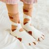 Calcetines antideslizantes de silicona con diseño de garra de gato para mujer, de forro polar coral grueso, para dormir, para el hogar, con dispensador de calcetines de suelo con diseño de garra de gato.