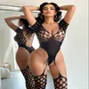 Vestido de rejilla ajustado, estilo europeo y americano, talla grande, con cortes, fácil de romper, con cuello halter y espalda descubierta, una colección de conjuntos de malla