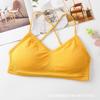 Top de tubo con espalda hueca y sin costuras con tiras cruzadas y sexy en el pecho, ropa interior deportiva inalámbrica de una pieza con almohadilla para el pecho para mujer