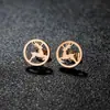 Pendientes de Acero Inoxidable Calados Transfronterizos Nuevos con Varios Diseños de Gatos, Renos, Abejas, Mariposas y Conejos en Stock