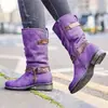 Modelo de comercio exterior, botas nuevas para mujer de otoño e invierno, talla grande, punta redonda, botas casuales de media pantorrilla, botas de mujer, zapatos de tacón bajo