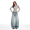 Jeans Anchos Azules Retro Americanos de Invierno 2025 para Mujer, Holgados Casual Relajados Caídos Versátiles de Largo Completo