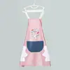 Avental Floral de Coelho para Mulheres, Cozinha, Doméstico à Prova d'Água e Óleo, Avental Cartoon, Toalha de Mão Limpável, Roupa de Trabalho, Avental de Cintura com Pendurar no Pescoço