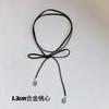 Collar de Cuerda de Cuero con Correa de Lazo de Amor sin Color de Acero Titanio para Mujer Dulce Fresco Picante Cuello Correa Otoño e Invierno Cadena para Suéter