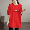 Camiseta de Manga Corta de Longitud Media Talla Grande para Mujer, Nuevo Estilo de Comercio Exterior Verano 2026, Corte Holgado, Adelgazante, Cubre las Caderas Top