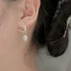Pendientes de plata S925 con diseño de alta gama, con perla incrustada de diamantes dulces de Corea del Sur, encantadores pendientes de nicho que combinan con todo, ligeros y de lujo.