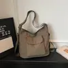 Bolsa de Ombro Dupla de Lona Casual Feminina de Verão Grande Capacidade para o Trabalho Bolsa Tote de Ombro Único Versátil de Viagem Mochila Pequena Multifuncional