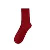 Calcetines de otoño e invierno para mujer hasta la pantorrilla, engrosados y cálidos, calcetines de algodón para mujer, color liso, calcetines largos versátiles de cintura media, calcetines Zhuji