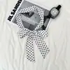 Bufanda Negra Larga Estilo Francés de Puntos Polares para Mujer, Banda para el Cuello de Pelo de Lujo Ligero Versátil, Bufanda Delgada, Accesorios para Bufanda